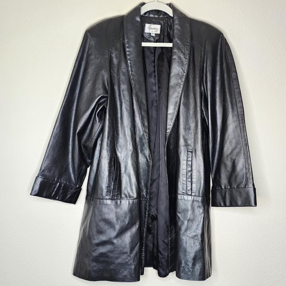 Vintage Romano by Red Kid Black Leather Jacket M - Picture 2 of 5
